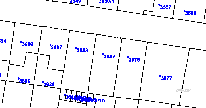 Parcela st. 3682 v KÚ České Budějovice 3, Katastrální mapa