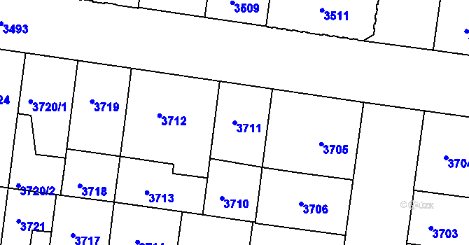 Parcela st. 3711 v KÚ České Budějovice 3, Katastrální mapa