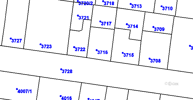 Parcela st. 3716 v KÚ České Budějovice 3, Katastrální mapa