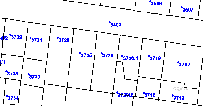 Parcela st. 3724 v KÚ České Budějovice 3, Katastrální mapa