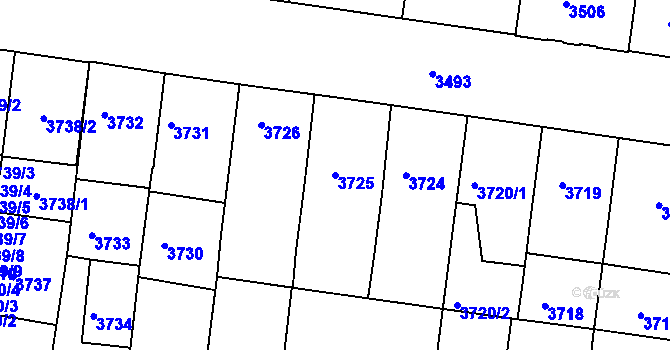 Parcela st. 3725 v KÚ České Budějovice 3, Katastrální mapa