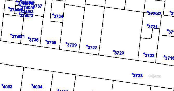 Parcela st. 3727 v KÚ České Budějovice 3, Katastrální mapa