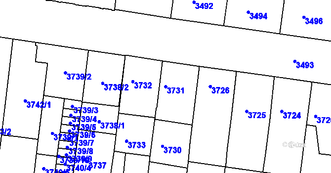Parcela st. 3731 v KÚ České Budějovice 3, Katastrální mapa