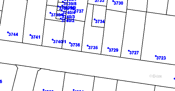 Parcela st. 3735 v KÚ České Budějovice 3, Katastrální mapa