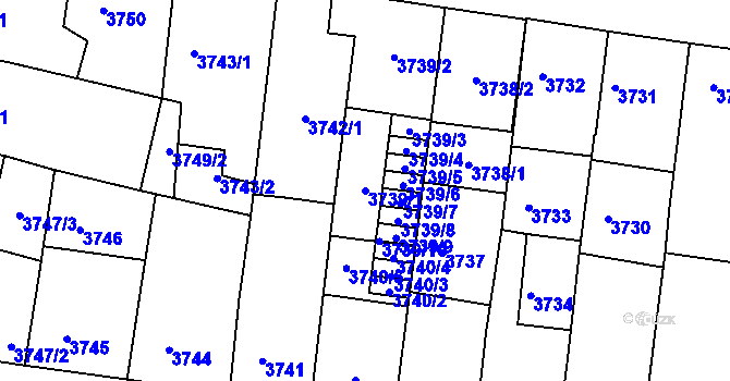 Parcela st. 3739/1 v KÚ České Budějovice 3, Katastrální mapa