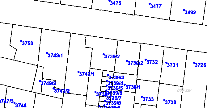 Parcela st. 3739/2 v KÚ České Budějovice 3, Katastrální mapa