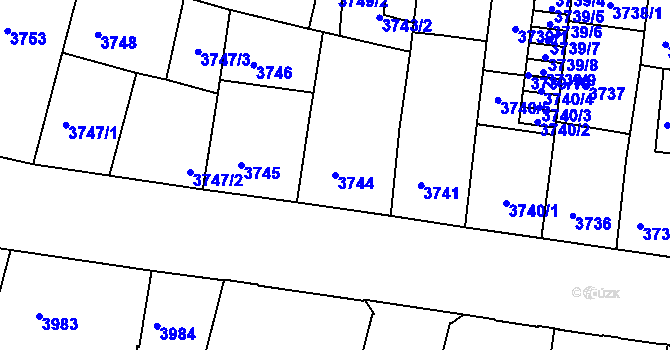 Parcela st. 3744 v KÚ České Budějovice 3, Katastrální mapa