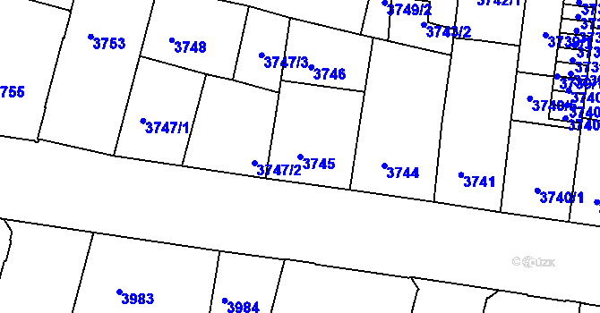 Parcela st. 3745 v KÚ České Budějovice 3, Katastrální mapa