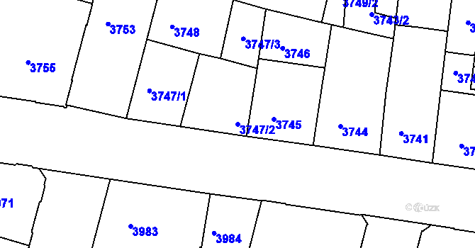 Parcela st. 3747/2 v KÚ České Budějovice 3, Katastrální mapa
