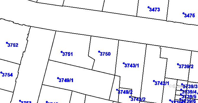Parcela st. 3750 v KÚ České Budějovice 3, Katastrální mapa