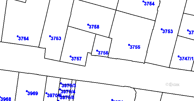 Parcela st. 3756 v KÚ České Budějovice 3, Katastrální mapa