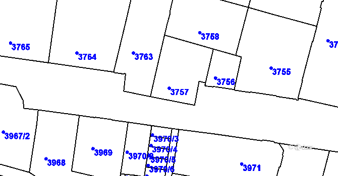 Parcela st. 3757 v KÚ České Budějovice 3, Katastrální mapa