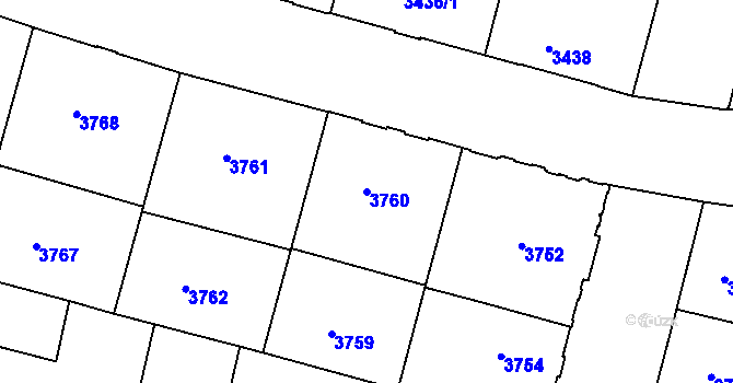 Parcela st. 3760 v KÚ České Budějovice 3, Katastrální mapa