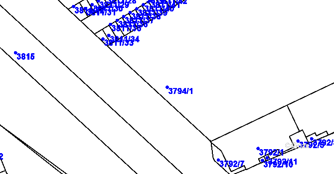 Parcela st. 3794/1 v KÚ České Budějovice 3, Katastrální mapa