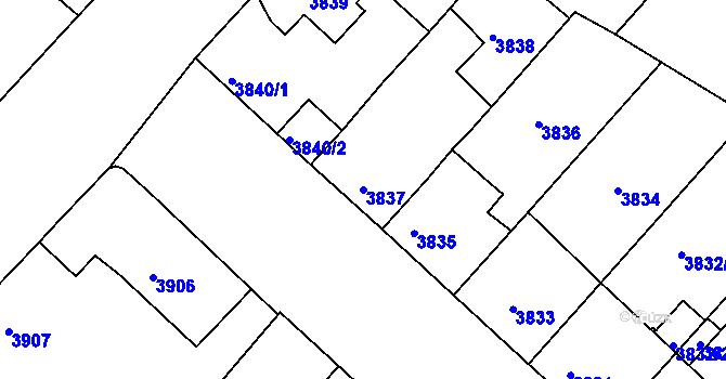 Parcela st. 3837 v KÚ České Budějovice 3, Katastrální mapa