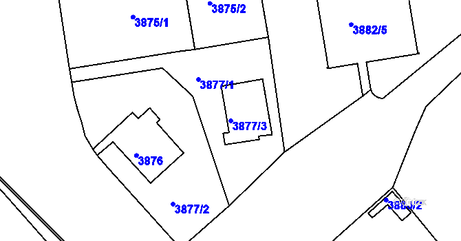 Parcela st. 3877/3 v KÚ České Budějovice 3, Katastrální mapa