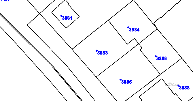 Parcela st. 3883 v KÚ České Budějovice 3, Katastrální mapa