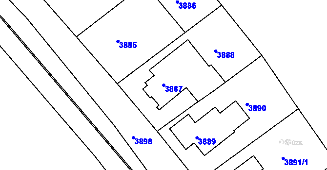 Parcela st. 3887 v KÚ České Budějovice 3, Katastrální mapa