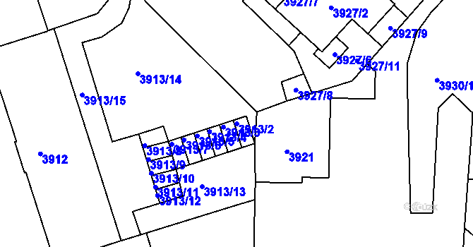 Parcela st. 3913/2 v KÚ České Budějovice 3, Katastrální mapa