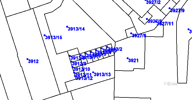 Parcela st. 3913/4 v KÚ České Budějovice 3, Katastrální mapa