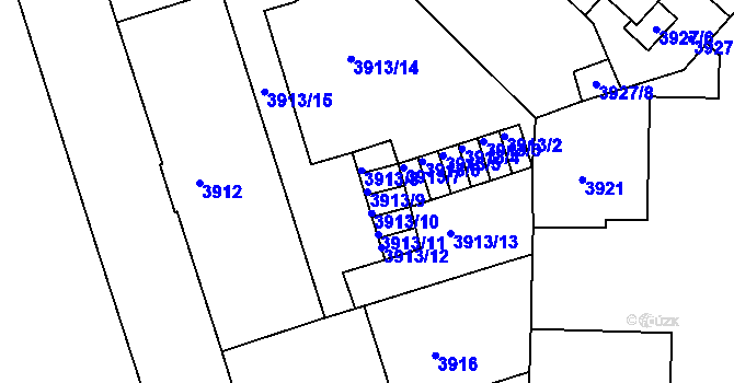 Parcela st. 3913/9 v KÚ České Budějovice 3, Katastrální mapa