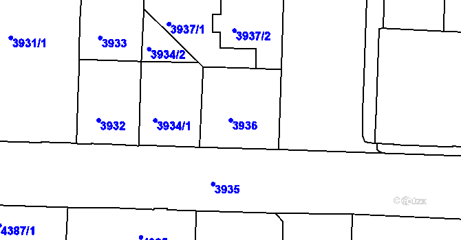 Parcela st. 3936 v KÚ České Budějovice 3, Katastrální mapa
