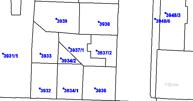 Parcela st. 3937/2 v KÚ České Budějovice 3, Katastrální mapa