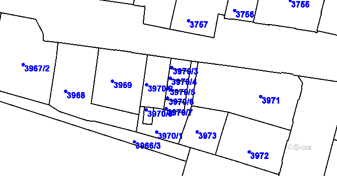 Parcela st. 3970/5 v KÚ České Budějovice 3, Katastrální mapa