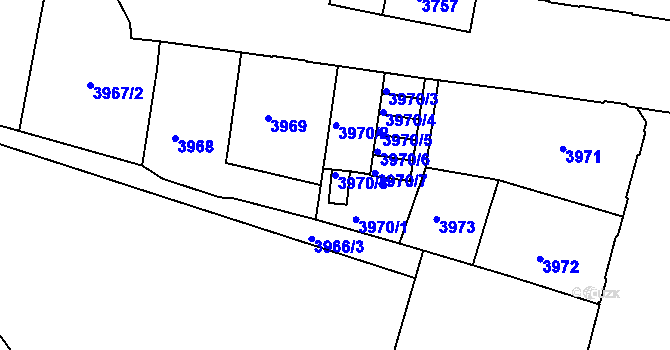 Parcela st. 3970/8 v KÚ České Budějovice 3, Katastrální mapa