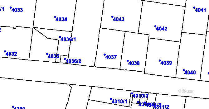 Parcela st. 4037 v KÚ České Budějovice 3, Katastrální mapa