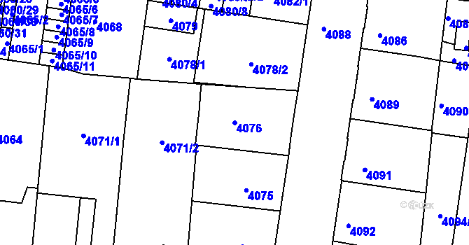 Parcela st. 4076 v KÚ České Budějovice 3, Katastrální mapa