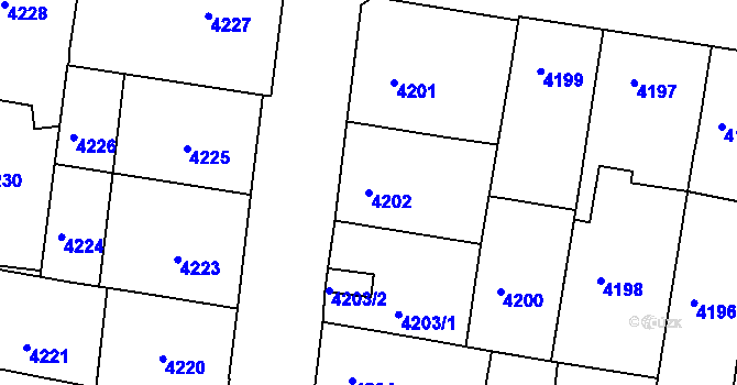 Parcela st. 4202 v KÚ České Budějovice 3, Katastrální mapa