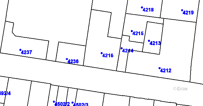 Parcela st. 4216 v KÚ České Budějovice 3, Katastrální mapa
