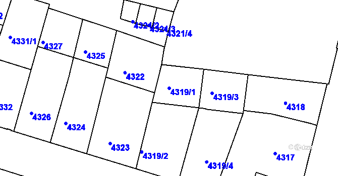 Parcela st. 4319/1 v KÚ České Budějovice 3, Katastrální mapa