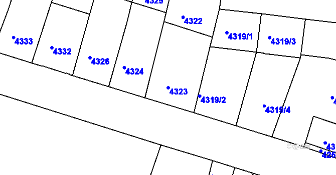Parcela st. 4323 v KÚ České Budějovice 3, Katastrální mapa