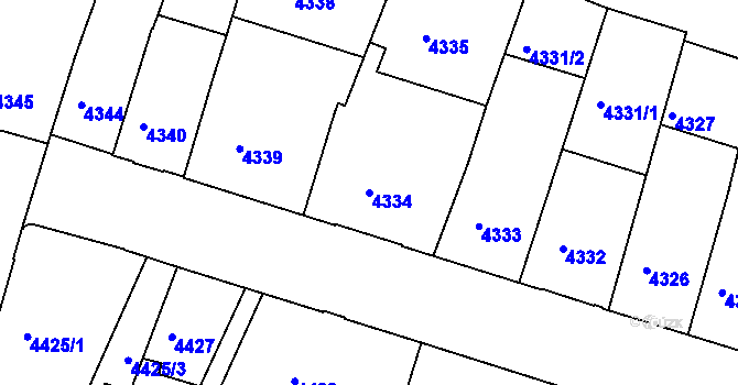Parcela st. 4334 v KÚ České Budějovice 3, Katastrální mapa
