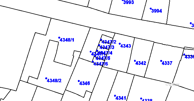 Parcela st. 4347/4 v KÚ České Budějovice 3, Katastrální mapa