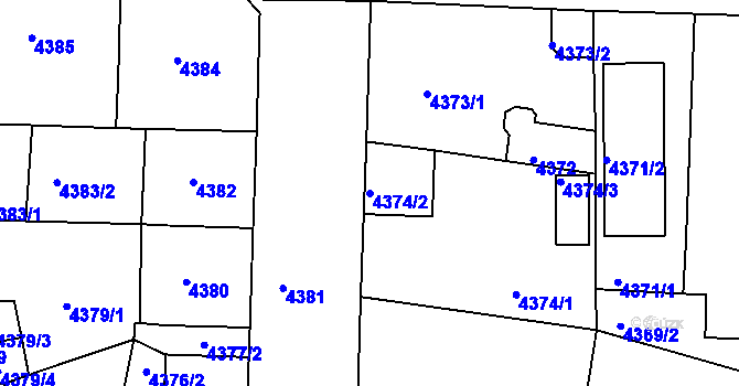 Parcela st. 4374/2 v KÚ České Budějovice 3, Katastrální mapa