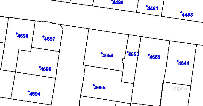 Parcela st. 4654 v KÚ České Budějovice 3, Katastrální mapa
