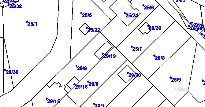 Parcela st. 29/19 v KÚ České Budějovice 3, Katastrální mapa