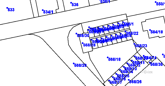 Parcela st. 568/28 v KÚ České Budějovice 3, Katastrální mapa