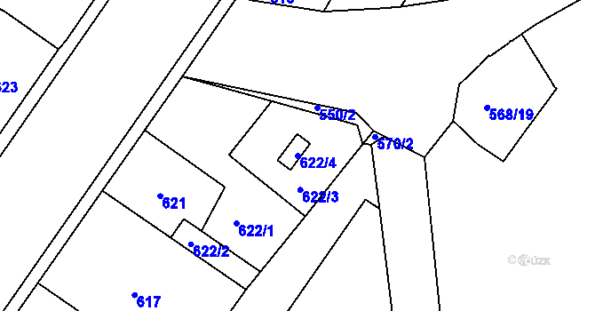 Parcela st. 622/4 v KÚ České Budějovice 3, Katastrální mapa