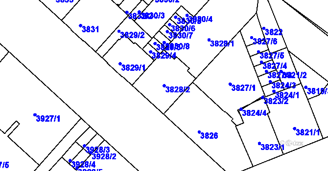 Parcela st. 3828/2 v KÚ České Budějovice 3, Katastrální mapa
