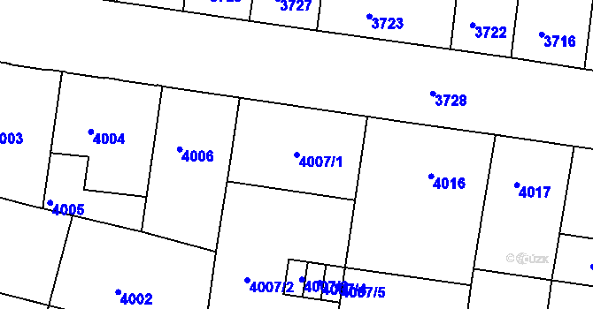Parcela st. 4007/1 v KÚ České Budějovice 3, Katastrální mapa