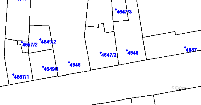 Parcela st. 4647/2 v KÚ České Budějovice 3, Katastrální mapa