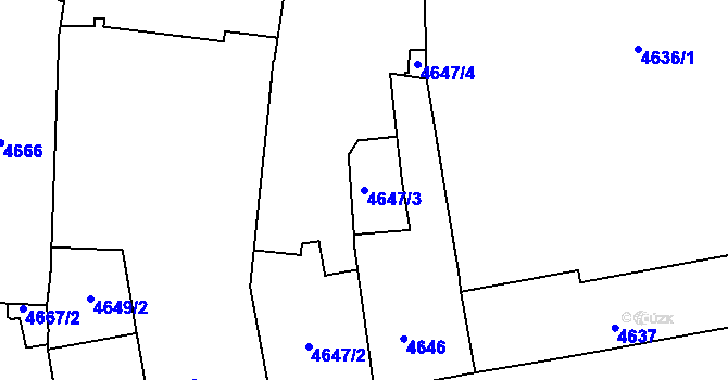 Parcela st. 4647/3 v KÚ České Budějovice 3, Katastrální mapa