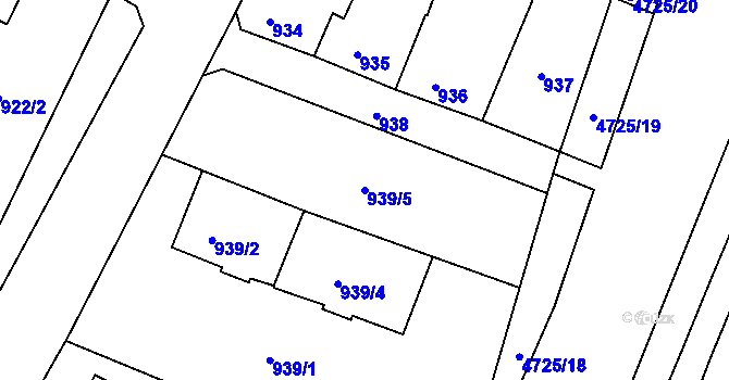 Parcela st. 939/5 v KÚ České Budějovice 3, Katastrální mapa