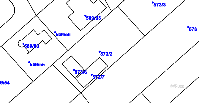 Parcela st. 573/2 v KÚ České Budějovice 3, Katastrální mapa