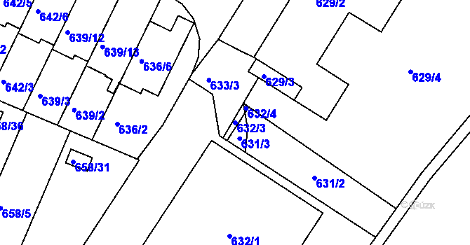 Parcela st. 632/3 v KÚ České Budějovice 3, Katastrální mapa