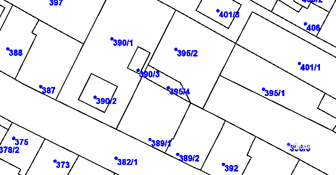 Parcela st. 395/4 v KÚ České Budějovice 3, Katastrální mapa
